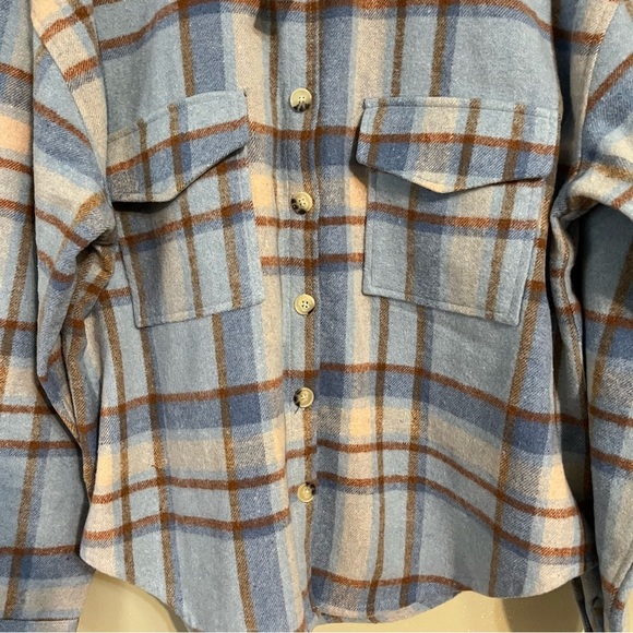 Ford Plaid Thick Front Pockets Shacket Button Up Shirt Jacket Back Graphic L NWT - Picture 5 of 10